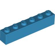 Lego kostka (kostička) 1x6, azurová tmavá (4641356, 6225539)